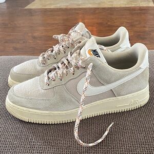 Nike Cream Air Force 1 with Multicolor Laces